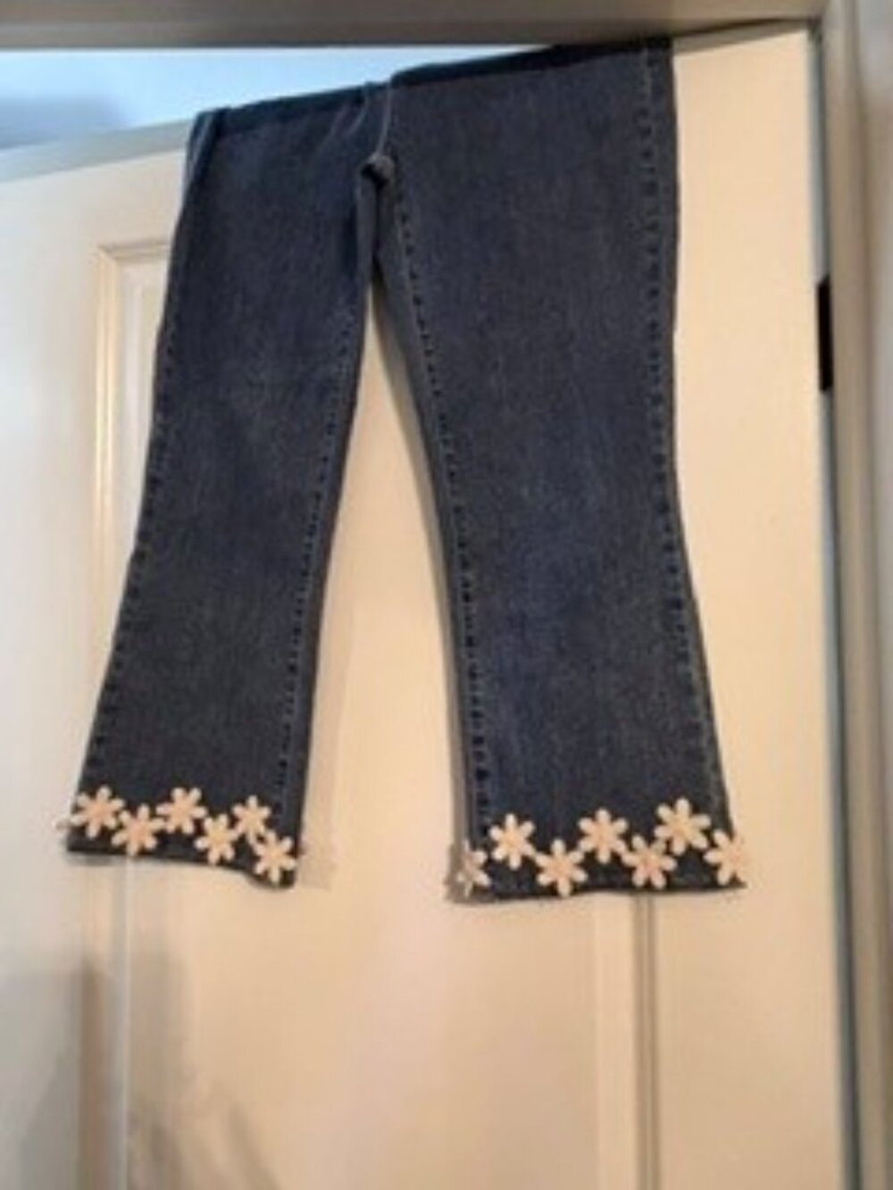 Charlie B Cropped Flare Jeans with Floral Hem - Picture 4 of 4